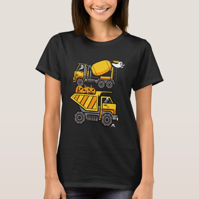 Baustellenfahrzeug Halloween Spooky Pumpkin T-Shirt (Vorderseite)