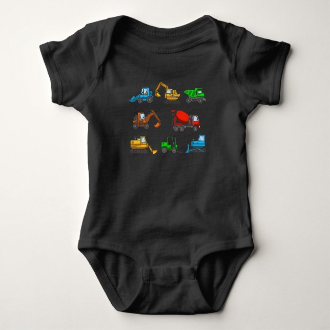 Baustellenfahrzeuge Gabelstapler Baby Strampler (Vorderseite)