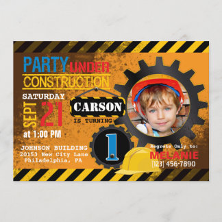 Baustellengeräte Geburtstagsparty Einladung