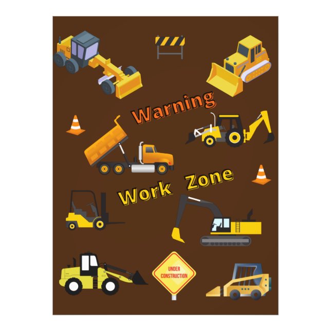 Baustellenwarnung Arbeitszone Fotodruck (Vorne)