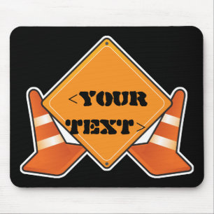 BAUSTRASSENZEICHEN ZURÜCK,<YOURTEXT> MOUSEPAD
