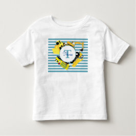 Baustuben Blauer Streifen Monogramm Kleinkind T-shirt