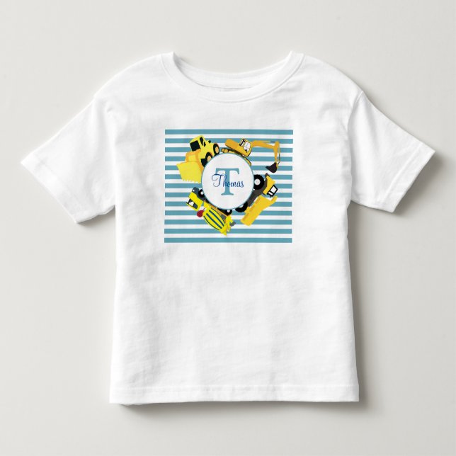 Baustuben Blauer Streifen Monogramm Kleinkind T-shirt (Vorderseite)