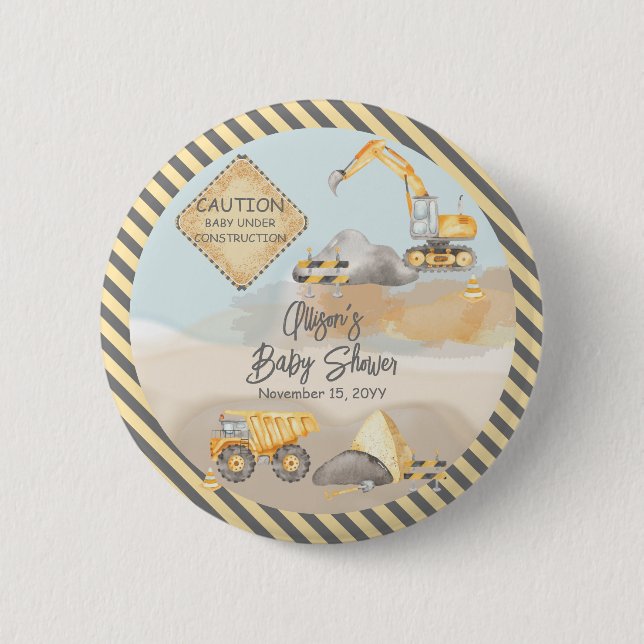 Baustumpf Truck Boy Babydusche Button (Vorderseite)