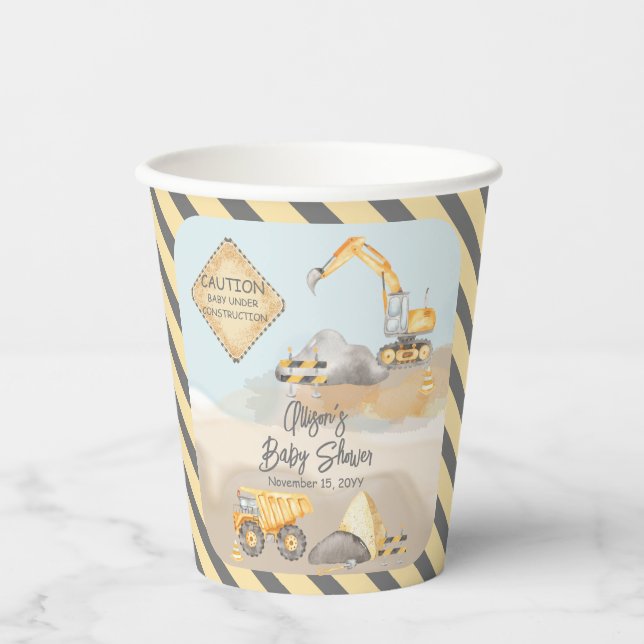 Baustumpf Truck Boy Babydusche Pappbecher (Vorderseite)