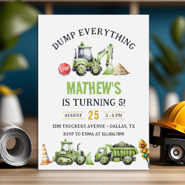 Baustumpf Truck Digger 5. Geburtstag Einladung