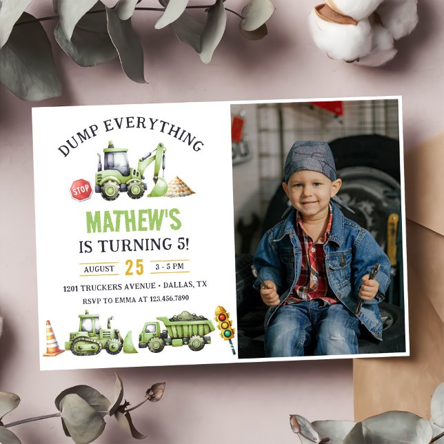 Baustumpf Truck Digger 5. Geburtstag Foto Einladung (Von Creator hochgeladen)