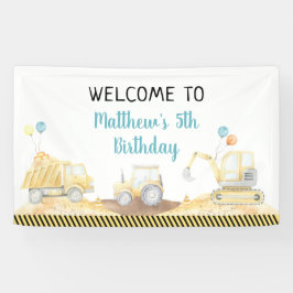 Baustumpf Truck Digger Geburtstag Banner