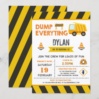 Baustumpf Truck Geburtstag Einladung