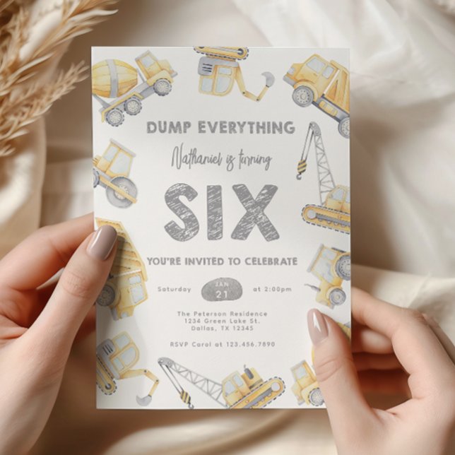 Baustumpf Truck SIX 6. Geburtstagsparty Einladung (Von Creator hochgeladen)