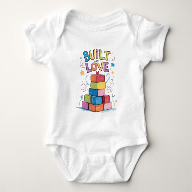 Baut mit Liebe Toy Blocks Baby Outfit Strampler (Vorderseite)