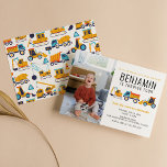 Bauthema Geburtstags-Dump Truck Party Einladung<br><div class="desc">Bauthema Geburtstags-Dump Truck Party Einladung mit Foto für die Geburtstagsparty Ihres Kindes! Mit handgezeichnet Bauwagen. Bau Birthday Einladung,  Bau Party Einladung,  Dump LKW Party einladen,  den Verkehr stoppen und Nah die Straße,  Bull Dozer,  Digger. Einfach zu personalisieren! Bitte laden Sie ein vertikales/portrait Foto hoch.</div>