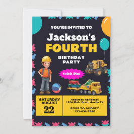 Bauthema Geburtstagsparty Einladung