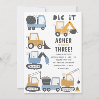 Bauthema Geburtstagsparty Einladung