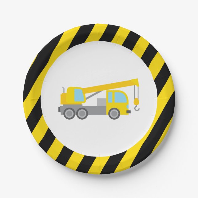 Bauthema Geburtstagsparty Pappteller (Vorderseite)