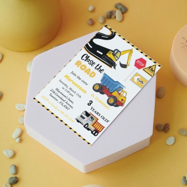 Bauthema Junge Geburtstagsparty Dump Truck Einladung (Von Creator hochgeladen)