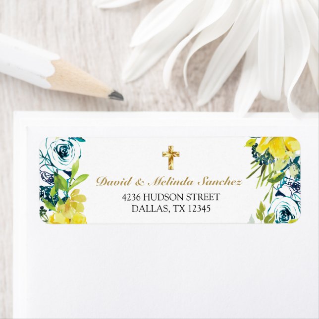 Bautismo de Niña con Cruz de Oro Floral Amarillo (Insitu)