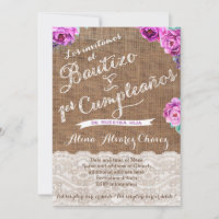 Bautizo 1er Cumpleaños, Spanisch einladen Castella