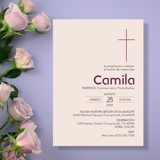 Bautizo Einladung Elegante Minimalistische Taufe (Von Creator hochgeladen)