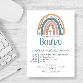 Bautizo Invitacion Katholische Pastel Rainbow Tauf Einladung