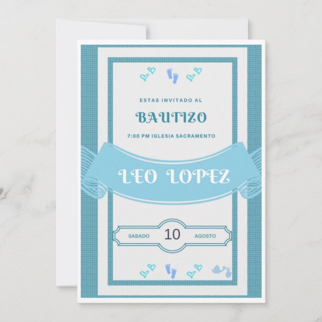 Bautizo Invitacion niño Einladung (Vorderseite)