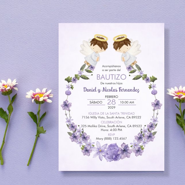 Bautizo Invitacion Twin Buben Niedlich Angels Tauf Einladung (Von Creator hochgeladen)