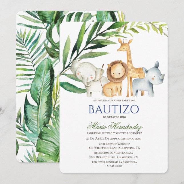 Bautizo Invitacione De bautizo Baptism Invitation (Devant / Derrière)