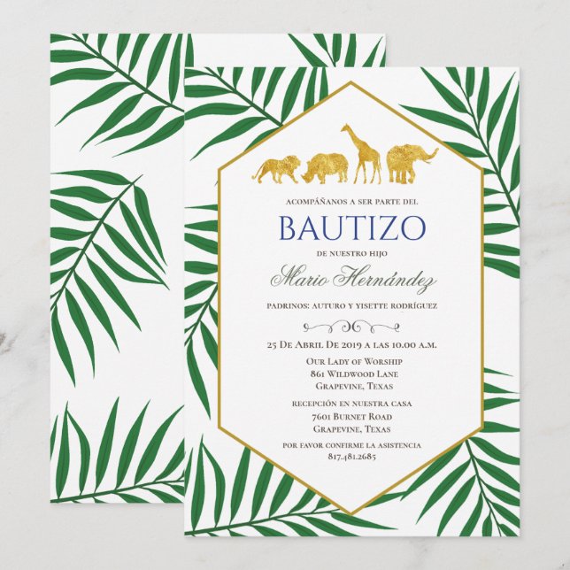 Bautizo Invitacione De bautizo Baptism Invitation (Devant / Derrière)