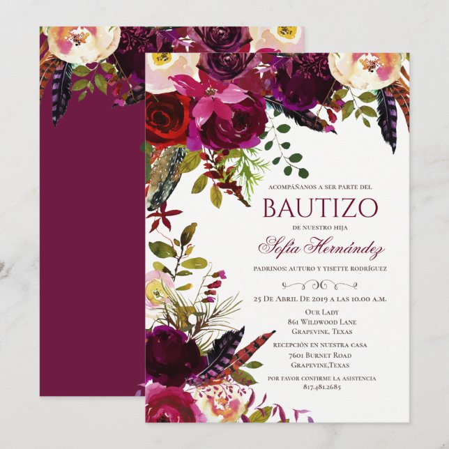 Bautizo Invitacione De bautizo Baptism Invitation (Devant / Derrière)