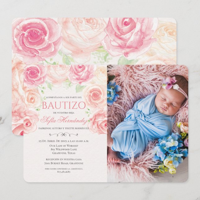 Bautizo Niña Invitacione De bautizo Niña Taufe Einladung (Vorne/Hinten)