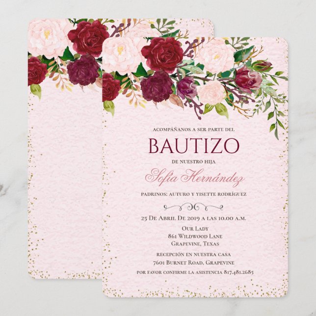 Bautizo Niña Invitacione De bautizo Niña Taufe Einladung (Vorne/Hinten)