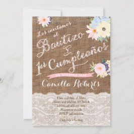 Bautizo y 1er cumpleaños, invitaciones para niña einladung
