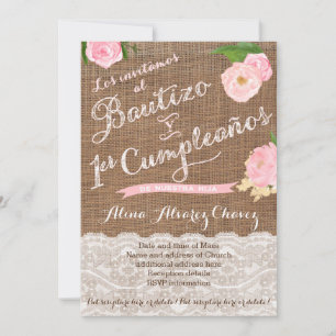 Bautizo y primer cumple, invitation espagnol Caste