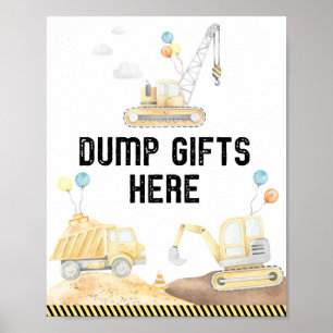 Bautransporter Geburtstagsgeschenke hier Zeichen Poster