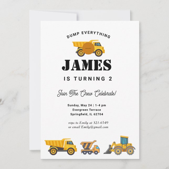 BAUTruck Geburtstagspartei Einladung (Vorderseite)