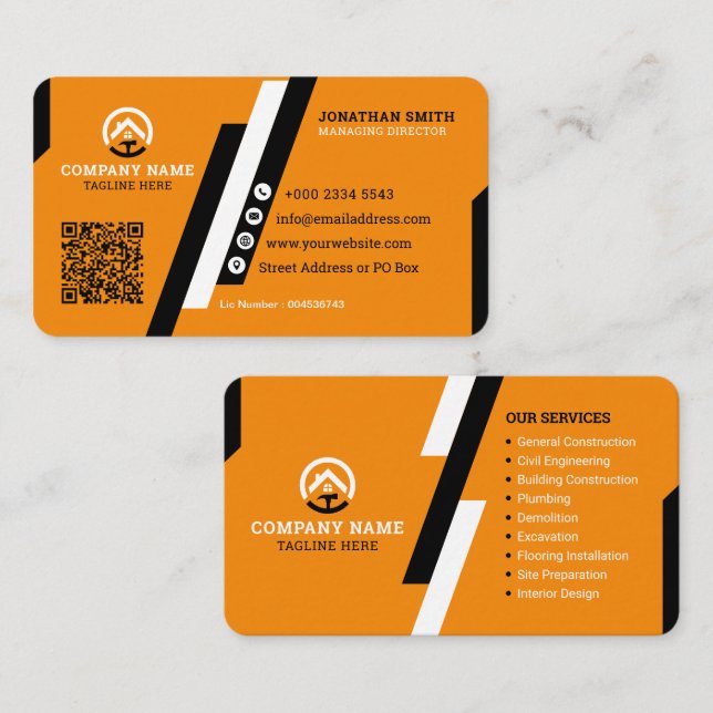Bauunternehmen, allgemeine Bauweise, Logo Visitenkarte (Vorne/Hinten)