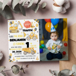 Bauwagen 1. Geburtstag Einladung