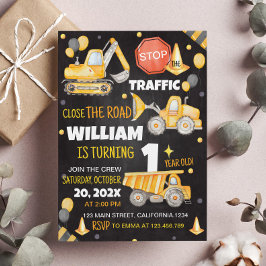 Bauwagen 1. Geburtstag Einladung
