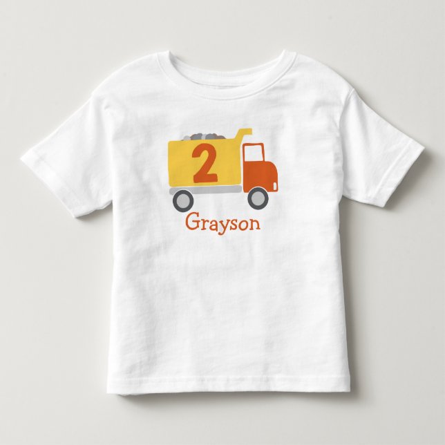 Bauwagen 2. Geburtstag Party Shirt (Vorderseite)