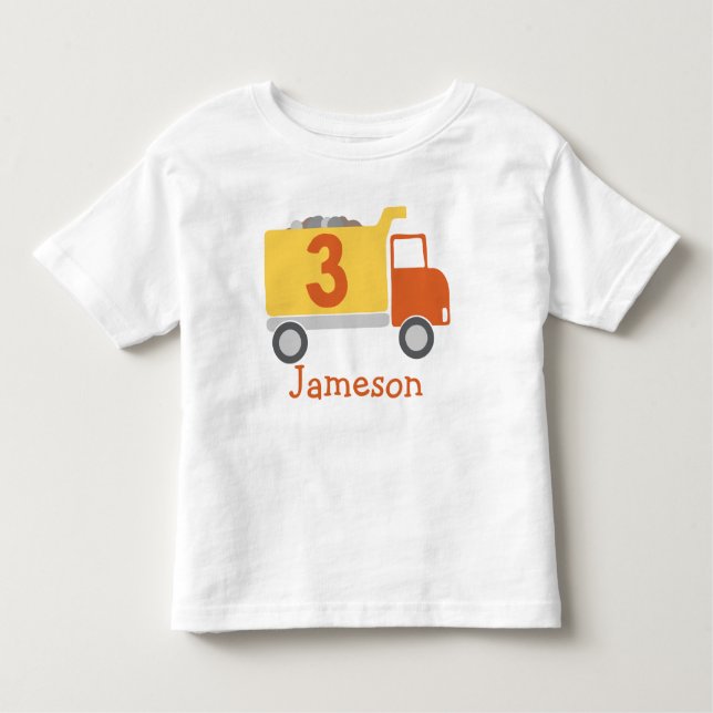 Bauwagen 3. Geburtstag Party Shirt (Vorderseite)