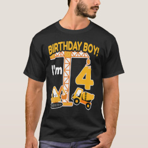 Bauwagen 4. Geburtstag 4 Jahre alter Junge Exc T-Shirt