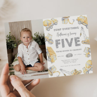 Bauwagen 5. Geburtstagsparty Einladung