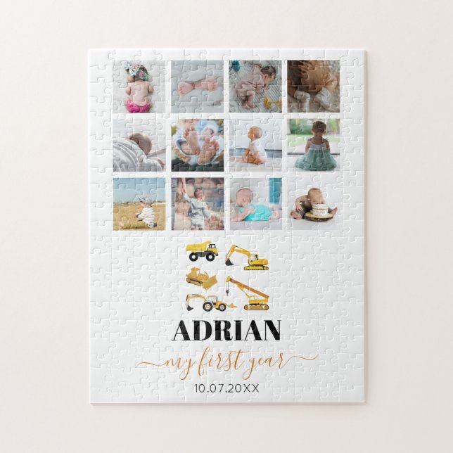 Bauwagen Baby First Year Foto Collage (Vertikal)