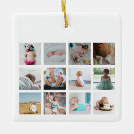 Bauwagen Baby First Year Foto Collage Keramikornament