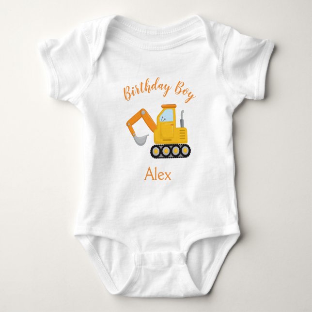 Bauwagen Birthday Boy Baby Strampler (Vorderseite)