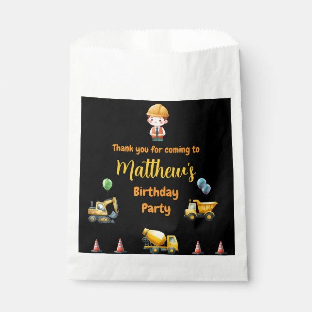 Bauwagen Birthday Gefallen Tasche Geschenktütchen (Vorderseite)