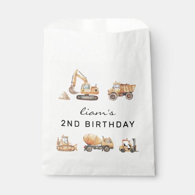 Bauwagen Birthday Moderne Minimal Geschenktütchen (Vorderseite)