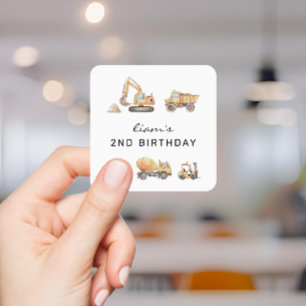 Bauwagen Birthday Moderne Minimal Quadratischer Aufkleber