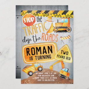 Bauwagen Einladung Geburtstagsparty