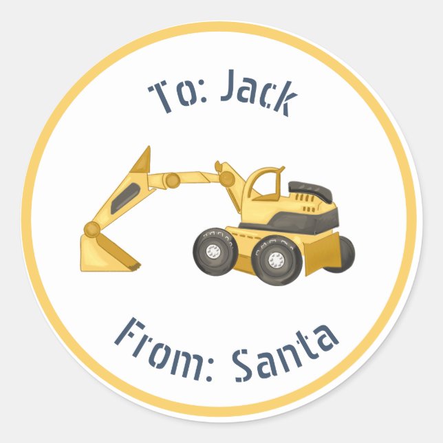Bauweihnachtsmarke Digger Christas Runder Aufkleber (Vorderseite)